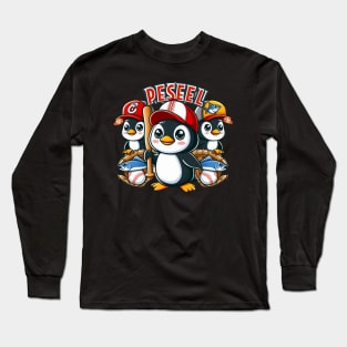 penguin baseball day Long Sleeve T-Shirt